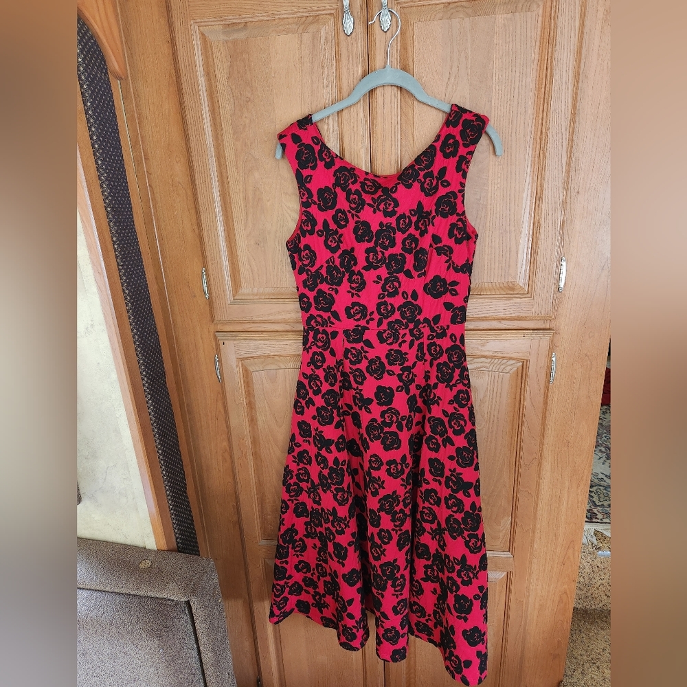 Gorgeous Betsey Johnson size 4 fit and flare red jacquard  dress